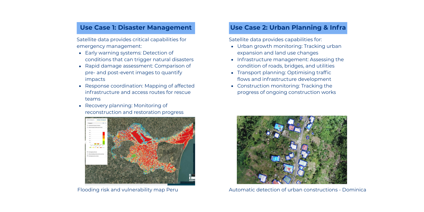 Specific Use cases Satellital Earth Observation