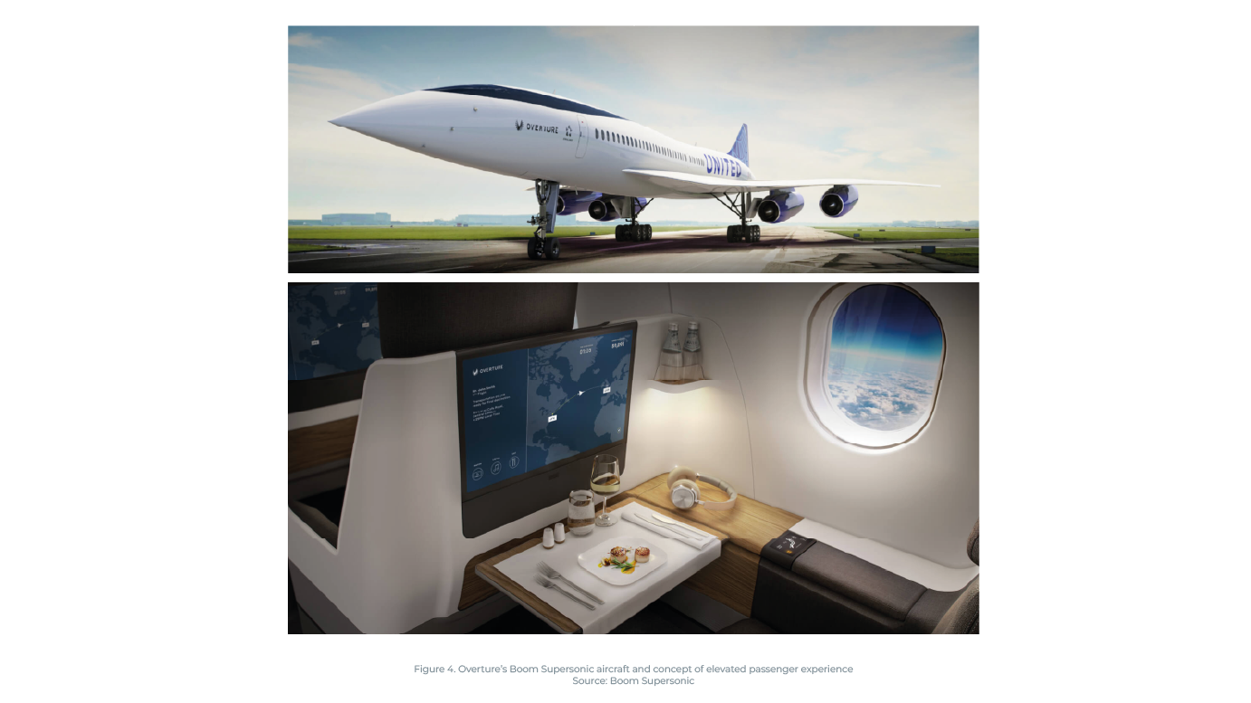 Overture’s Boom Supersonic aircraft and concept of elevated passenger experience